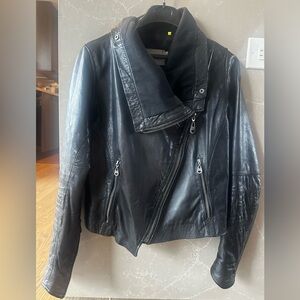 Doma Black Leather Jacket with Asymmetrical Zipper